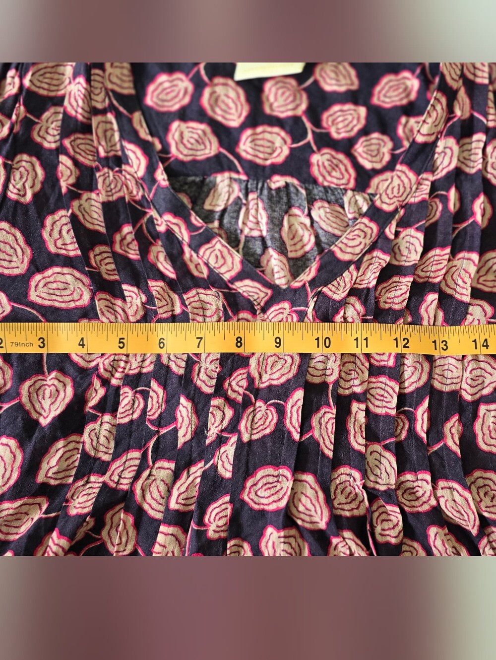 Maeve Anthropologie Cathy Pleated V-Neck Floral Blouse Top Pink Purple XS - Picture 8 of 8